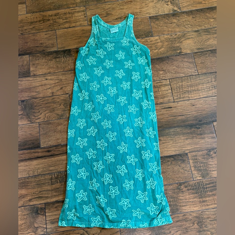 Teal Starfish Patterned Maxi Dress